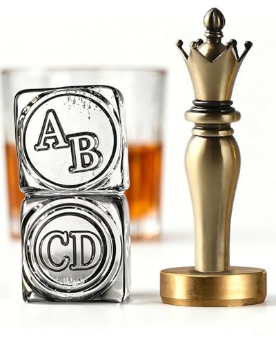 Sello de hielo personalizado de latón para los amantes del whisky de los cócteles (mango A)
