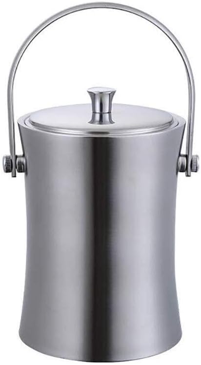 Stainless Steel Double Wall Ice Bucket with Tong, Insulated Beverage Bucket for Champagne, Wine, Beer & Cocktails