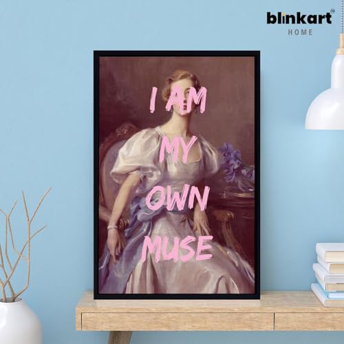 Image of BLINKART Framed Photo - I Am My Own Muse | Altered Art Theme | Motivational & Inspirational Wall Art Poster for Home, Bedroom, Living Room, Office, Hotel & Gifting - 12x8 Inch