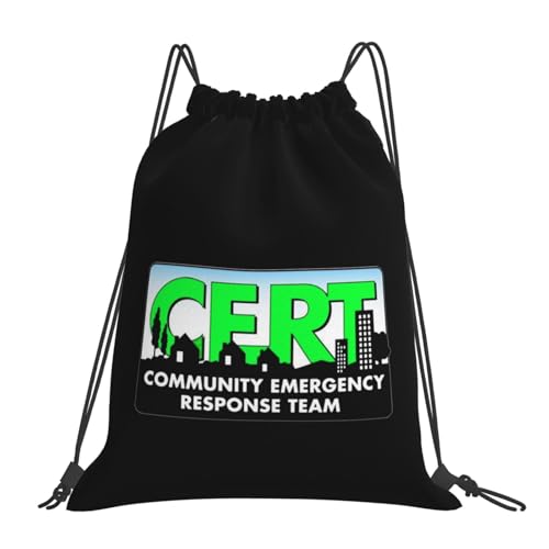 Cert Community Emergency Response Team Drawstring Bags, Lightweight Gym Sack with Adjustable Cord, Water-Resistant Sports Backpack for Men Women, Travel, Yoga, College (Black)