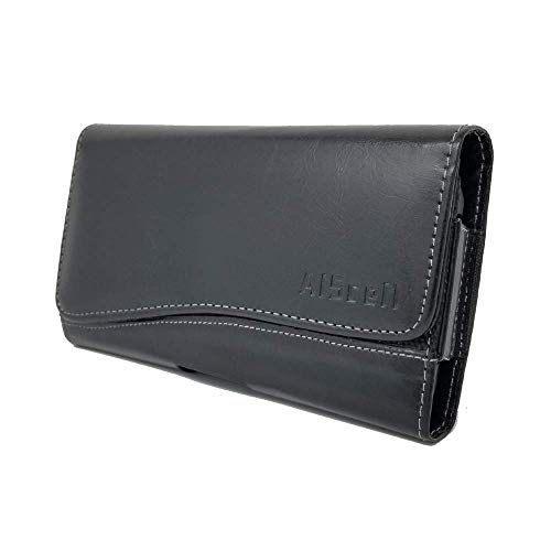 Aiscell Wallet Pouch For Q70, K22, K22+, Stylo 5, 5V, 5+,G8X Thinq,Stylo 4 Plus, Stylo 4,V40 Thinq, Black Leather Sleeve Case Belt Loop Holster Fits Phone With Hybrid Protective Cover On 17 #TOP19