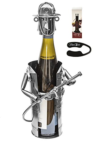 Upscale Innovations Fire Fighter Wine Bottle Holder Plus a Wine Foil Cutter and a Wine Bottle Stopper