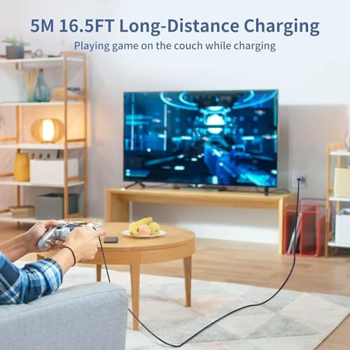 Extra Langes 5M USB C Ladekabel, 3.1A Schnellladekabel, USB anf Typ C Kabel geflochten für PS5 Controller, Samsung Galaxy S10/S9/S8 Plus… – Ansicht 5