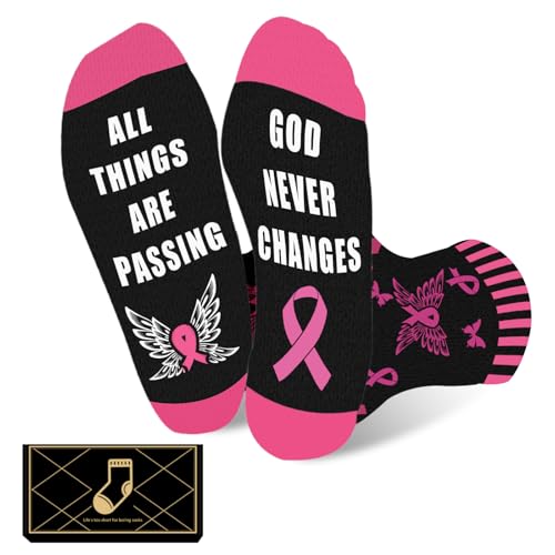 Auch Cancer Awarenesss Gifts, Breast Cancer Care Socks Inspirational Gift for Women Men Survivors