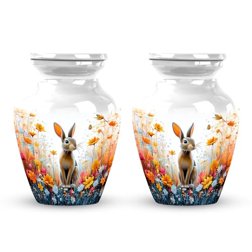 Image of Rabbit Urn - Keepsakes Urn for Ashes - 3 Inch - Pack of 2 - Unique Urns - Human Remains for Mom & Dad - Cremation Urns Human Ash