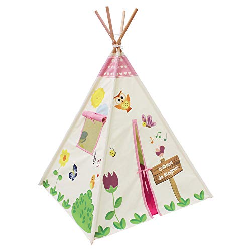 Cabana da Alegria em Tecido e 4 Hastes em Madeira, A Partir de 2 Anos, Embalagem Plástica Papo de Pa