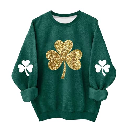 St Patricks Day Shirt Kids Girls St Patricks Day Shirt Cute Lightweight Clover Graphic Crewneck Sweatshirts Spring Clothes Oversized Casual Long Sleeve Irish Pullover Tops Green Blouses