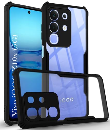 Image of Jkobi Back Cover Case for Vivo iQOO Z10x (Shockproof with Polycarbonate Clear Panel | Professional Black)