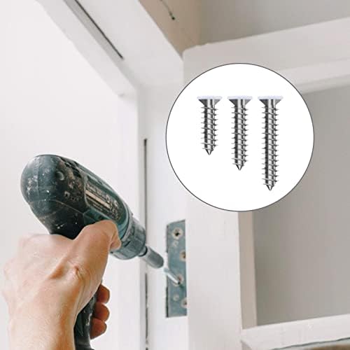 SAVITA 120 Pcs #8 White Screws, Stainless Steel Screws White Flat Head Screws Wood Screw Self Tapping Screw Assortment for Wall Plates Screw Switch Cover Replacement (3 Sizes)