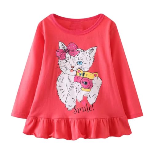Image of Toddler Girl Long Sleeve T-Shirts Kids Cotton Fall Top 2-7 Years | 3 Pieces Soft Cotton Casual T-Shirt