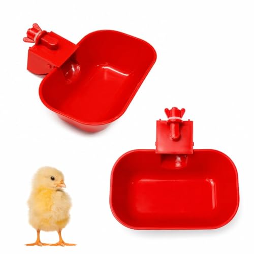 Image of Automatic Chicken Waterer Cups (Pack of 2) | Large Poultry Drinkers | Universal T-Joint Compatible Water Feeder for Chickens, Ducks, Geese, Pigeons & Birds | Easy-Clean Plastic Chicken Waterer Set