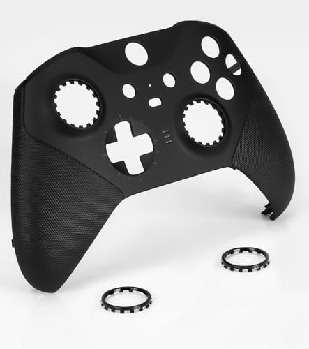 Image of Replacement Faceplate Cover Front Housing Shell Repair Accessories Kit for Xbox One Elite Controller Series 2 Included Joystick Rings Black