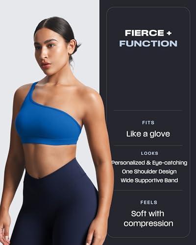 Image of Aoxjox Astoria One Shoulder Sports Bra | asymmetrical workout top, women's fitness training gym yoga crop tank, 4-way stretch, moisture-wicking