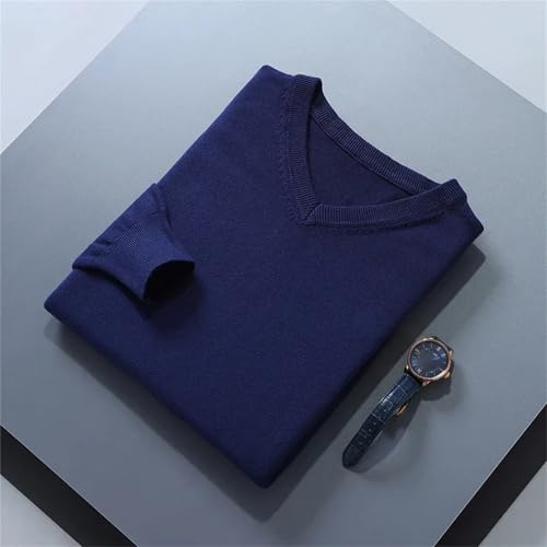 Men's Fall Winter Sweater - Solid Color V-Neck Loose Long Sleeve Warm Jumpers Knitted Pullover4