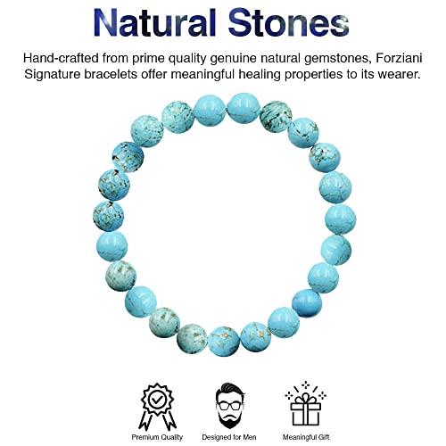 Forziani 10Mm Turquoise Beaded Bracelet For Men - Strength And Protection - High Quality Stretch Blue Gemstone Beads Mens Bracelet Size Large - Made In Usa #TOP1