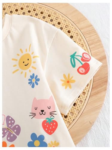 Floerns Toddler Girl's Summer T Shirts Short Sleeve Floral Crew Neck Cute Tee Shirts4