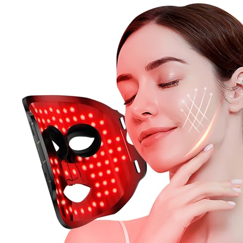 Bnlei Red Light Therapy for Face and Neck, Infrared LED Lamp Face Mask Belt, Red, Yellow, Blue, etc. 7 colors Light Therapy Device Skin Care Facial Treatment Mask Skincare Tool