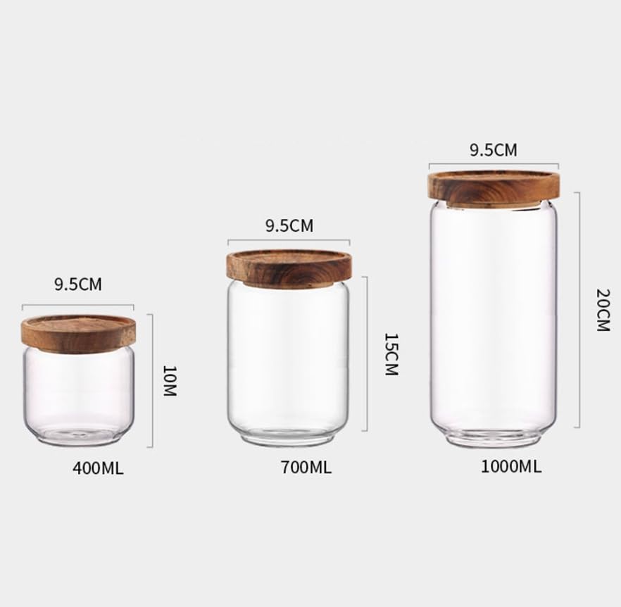 Luminexia Vakuum Kaffedose,Haushaltsküche Aufbewahrungsglas luftdichtes Glas,Akazienholz,Nicht leicht zu verformen,mit insektensicherer Wirkung