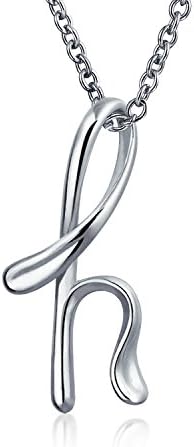 Bling Jewelry Personalize ABC Script Letter Alphabet Pendant Initial Necklace for Teen Women 14K Gold Plated 925 Sterling Silver