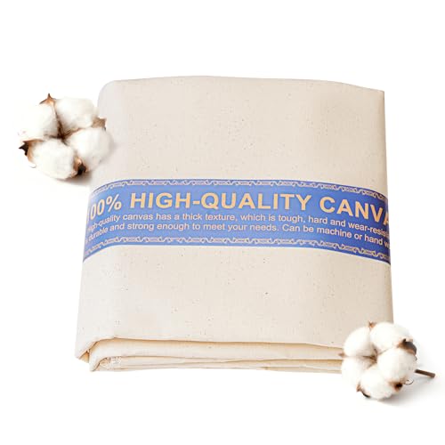 JOSNAAN 60 W Canvas Roll | 7oz Canvas Fabric Cotton Duck | Heavy Natural Fabric for Painting Arts & Crafts Backings Covers Placemats (2/3 Yards)