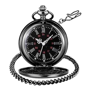Moderne Taschenuhr, Quarz-Taschenuhr mit Kette, Vintage-Quarz-Taschenuhr, römische Ziffern, stilvolle Taschenuhr für Geburtstag, Jahrestag, Weihnachten