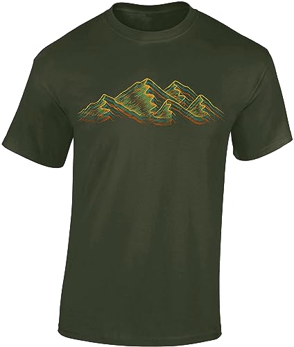 Wander - Maglietta da uomo, motivo: Alpi – Arrampicata – Regalo per gli amanti delle escursioni – Attrezzature per alpinismo, Verde militare, M