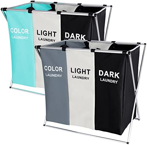 2-Pack Large Laundry Basket, Waterproof, Freestanding Laundry Hamper, Collapsible Tall Clothes Hamper with Extended Handles for Clothes Toys in the Dorm and Family (2PCS GREEN)