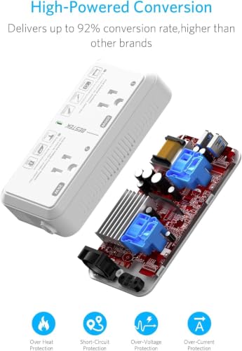 Image of BESTEK US to UK Plug Adapter Voltage Converter 2000W 220V to 110V Converter with 2 USB Ports, Type G Adapter for UK Ireland Scotland and Hong Kong