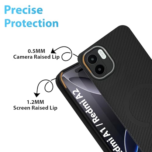 Image of LIRAMARK Rugged Carbon Fibre TPU Armor Silicone Back Cover Case for Redmi A1 / Redmi A2