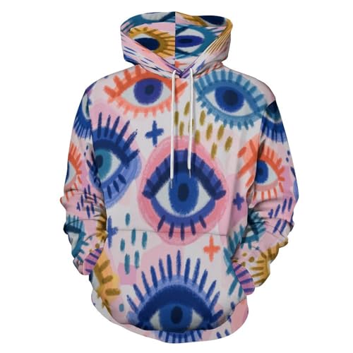 Sweat à capuche Y2K bleu rose avec imprimé graffiti abstrait 3D pour style streetwear oversize