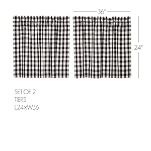 Vhcbrandsanniebuffalocheckcottonfarmhousekitchencurtainsrodpocket24x36tierpairblack Urban Country Home Decor Vhc brands annie buffalo check cotton farmhouse kitchen curtains rod pocket 24×36 tier pair black urban country home decor