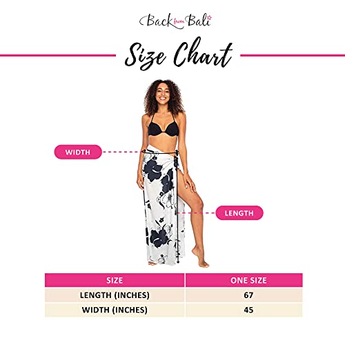 Back From Bali Womens Sarong Swimsuit Cover Up Floral Hibiscus Sequins Beach Wear Bikini Wrap Skirt with Coconut Clip4