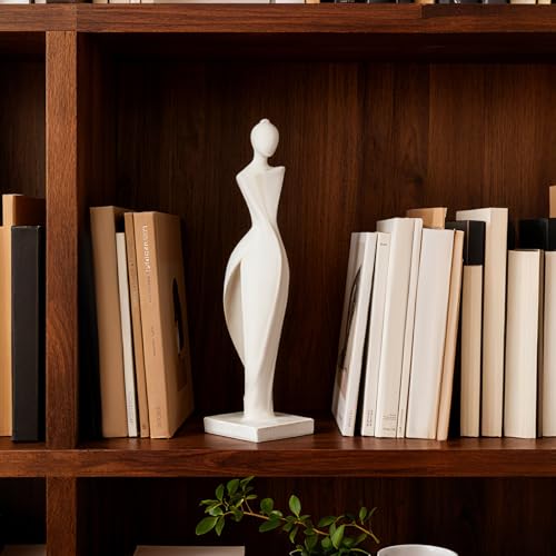 Estatua abstracta femenina moderna en resina blanca miniatura 4
