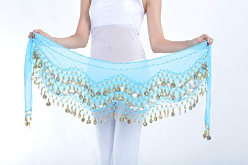 Chiffon Dangling Gold Coins Belly Dance Hip Skirt Scarf Belt3