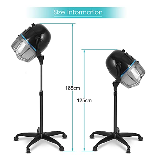 Yosoo Health Gear Haardrogerkap, staande droogkap, haar, professionele droogkap met standaard, haardroger, in hoogte verstelbaar, voor kapsalon, zwart, gereedschap EU 220-240 V - Image 7