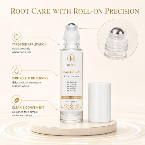 Image of HITCH Hair Growth Root Serum for Men & Women, 10ml | 3% Redensyl, 5% Capixyl, 4% Anagain, 3% Baicapil, 3% Procapil | Hair Fall Control Serum for Thicker, Fuller Looking Hair | All Hair Types