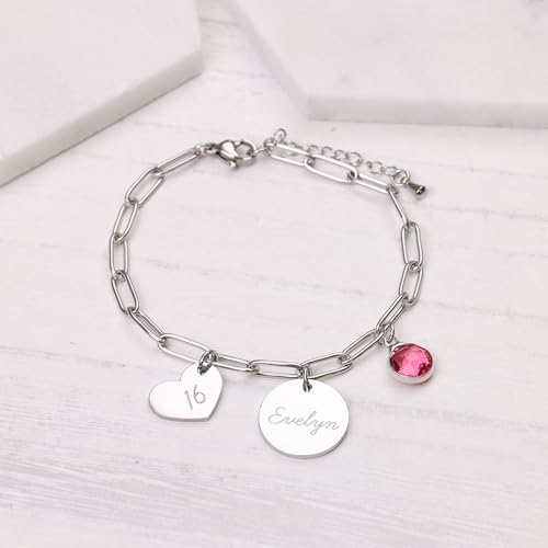 Custom Birthday Gift for 10 13 16 Year Old Girl Jewelry, 11th 12th 13th 14th 15th 16th 18th Birthday Name Bracelet for Daughter from Mom, Granddaughter, Mother's Day, Sweet Sixteen Teen Graduation3