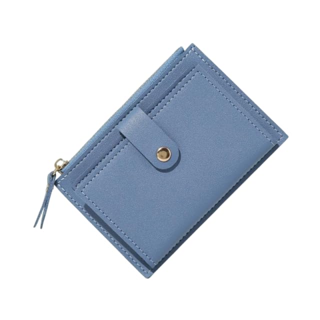 Synthetic Leather Women's Wallet | Compact Design, Card Slots, Zipper Pocket & Golden Snap Closure, Sleek Modern Style