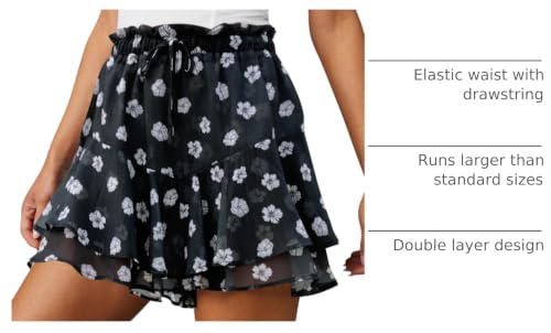 Image of Aoudery Flowy Shorts for Women Casual Boho Floral Skorts Ruffle Mini Skirts Running Tennis Butterfly Chiffon Shorts