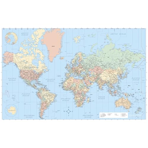 Carte du monde plastifiée Advantus 97644 grand planisphère mural