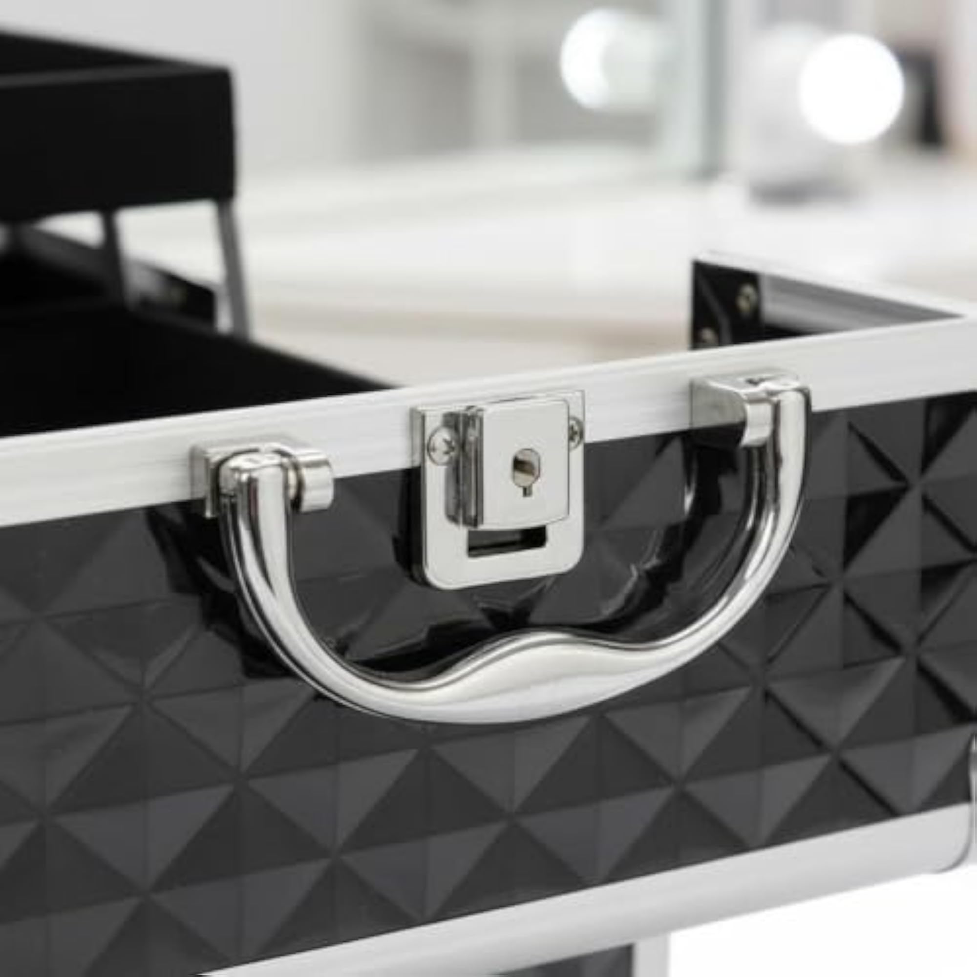 Makeup Box with Mirror, Large Capacity Portable Case