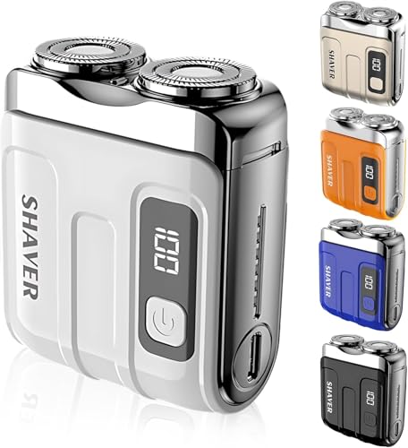 Image of Portable Mini Mens Electric Shaver Compact Dual Head Shaver, White