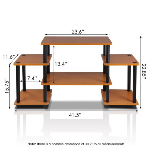 Image of Furinno No Tools Tube Entertainment Center, Light Cherry /Black, Square Corner