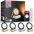 Lumary Black Smart Recessed Lighting 4 Inch Color Changing LED Recessed Lights with J-Box 9W 780lm Dimmable Canless Wafer Downlight, Work with Alexa/Google Assistant, ETL Listed (4 Inch, 4 Pack)