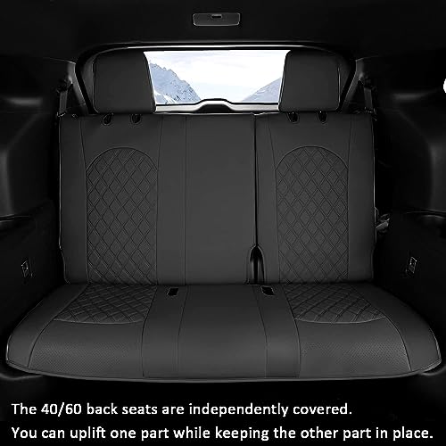 Image of GIANT PANDA Customized Full Set Car Seat Covers Fit for Toyota Highlander L /LE /XLE /Limited /Hybrid 2020 2021 2022 2023 2024 2025 2026 Three-Row Model, 8 Seats, Faux Leather - (Black)