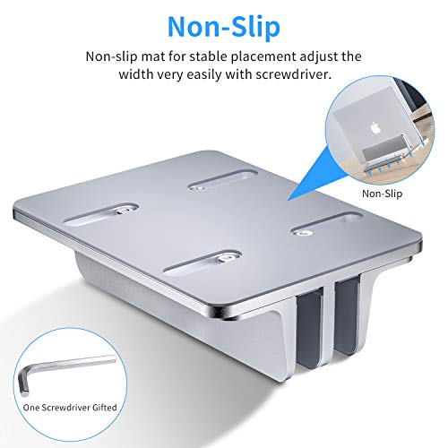 Bewahly Doppelt Vertikaler Laptop Ständer, Aluminium Verstellbarer Notebook Ständer Platzsparender Halterung für MacBook Pro/Air, iPad, Samsung, Huawei, Surface, Dell, HP, Lenovo und andere (Silber) – Bild 5