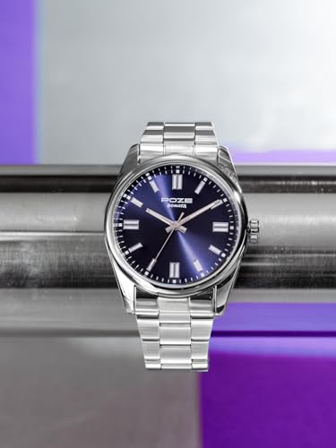 Image of Sonata Poze 6 Chrome Calling Quartz Blue Round Dial Men's Watch | SS Cut Edge Strap Material | Watches for Men Analog - SP70033SM05