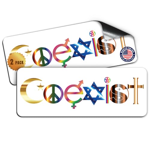 Image of Magnet Me Up Coexist Symbol Magnet Decal, 3x8 Inch, 2 Pack