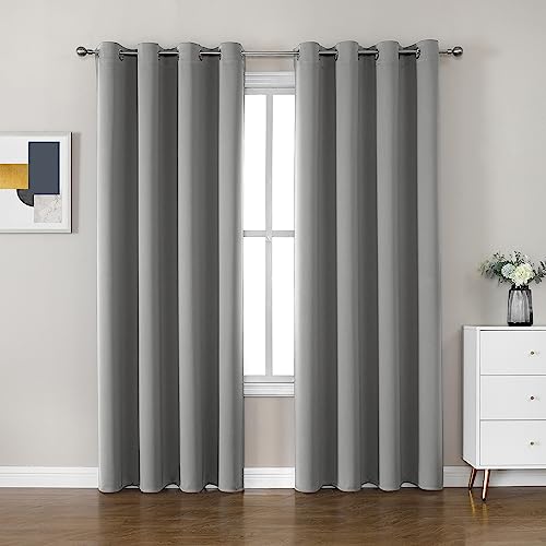 CUCRAF Blackout Curtains for Bedroom & Living Room, Light Grey 69 Inch Drop 2 Panels