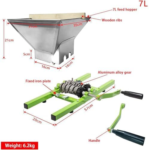 Stainless Steel Fruit Crusher - Manual Juicer with Aluminum Gears for Extracting Juice from Grapes, Pears, Peaches - Heavy-Duty Roller for Home Brewing
